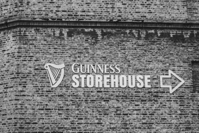 Sign for the Guinness Storehouse in Dublin, Ireland.