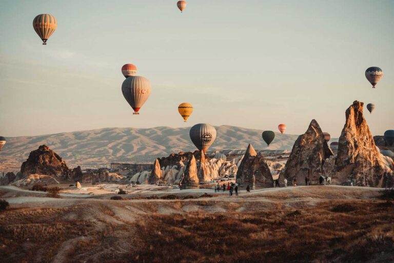 Hot air balloons over Cappadocia, Turkey.