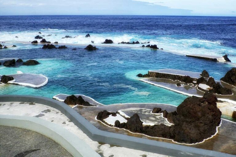 The Porto Moniz Natural Swimming Pools in Madeira, Portugal.