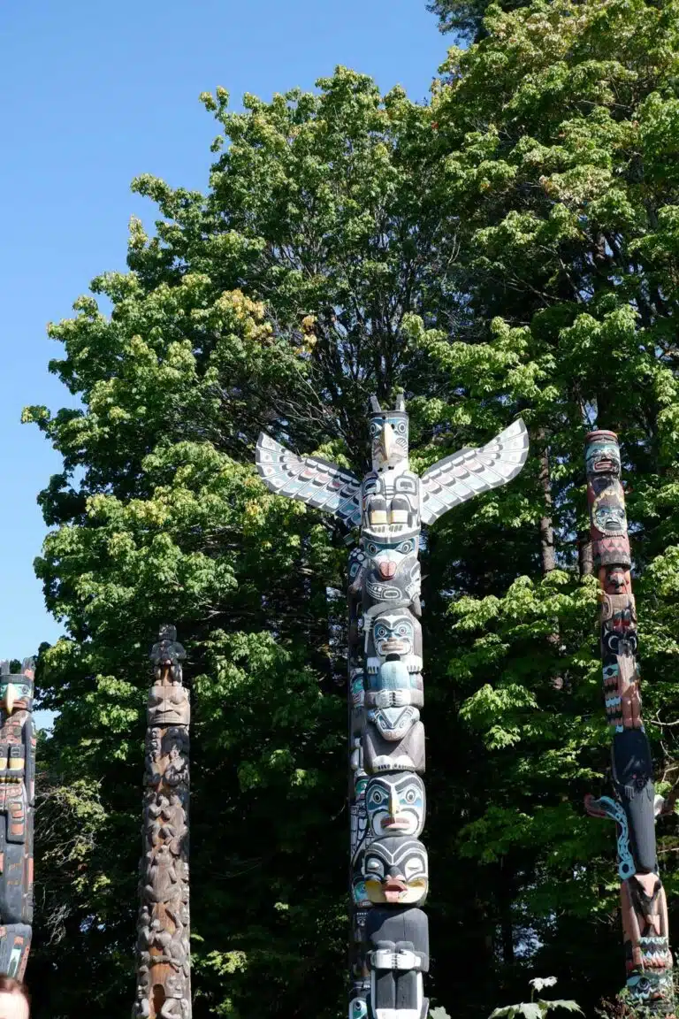 The Stanley Park Totem Poles in Vancouver, Canada.