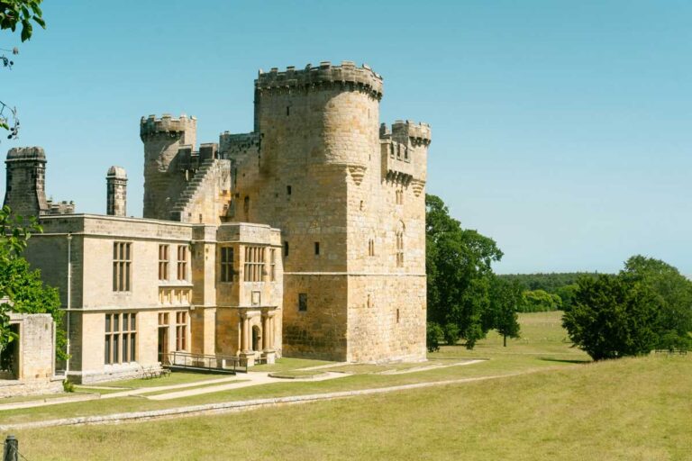 Belsay Hall, Castle and Gardens near Morpeth in Northumberland.