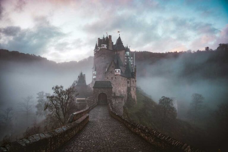 Eltz Castle above the Moselle River in Germany.