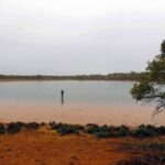 One of the pink lakes in Murray Sunset National Park, Victoria, Australia.