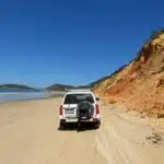 A 4WD vehicle at Rainbow Beach on the Fraser Coast of Queensland, Australia.