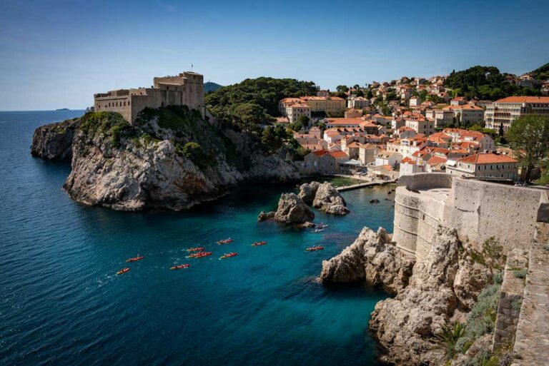 Sea kayakers in Dubrovnik, Croatia.