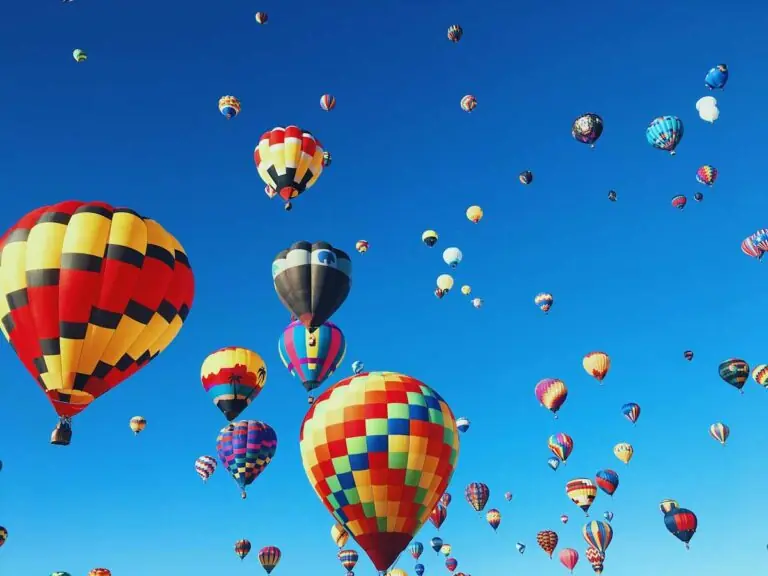 Hot air balloons above Albuquerque, New Mexico.