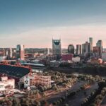 The skyline in Nashville, Tennessee.