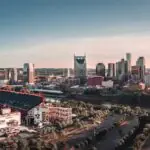 The skyline in Nashville, Tennessee.