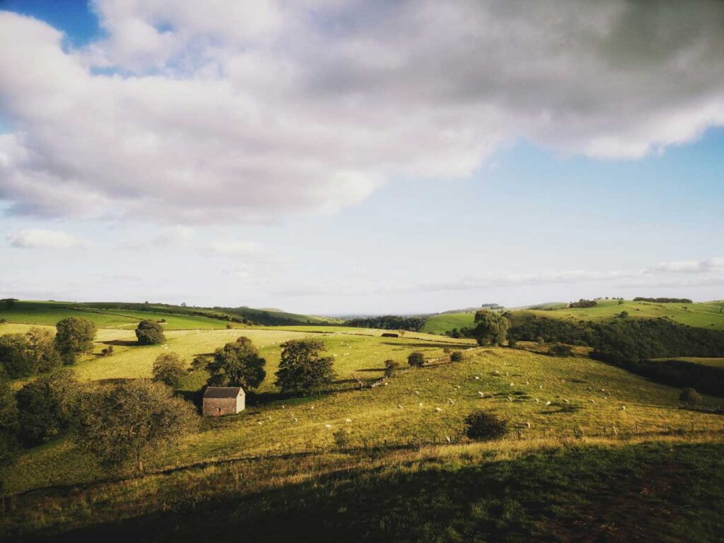 The view from the top of Thor's Cave in Staffordshire.