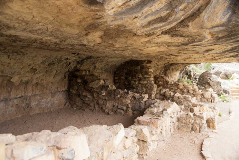 Ancient homes at Walnut Canyon National Monument in Flagstaff, Arizona.