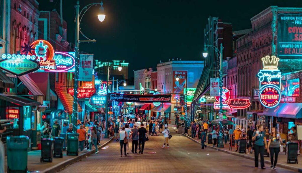 Beale Street in Memphis, Tennessee..