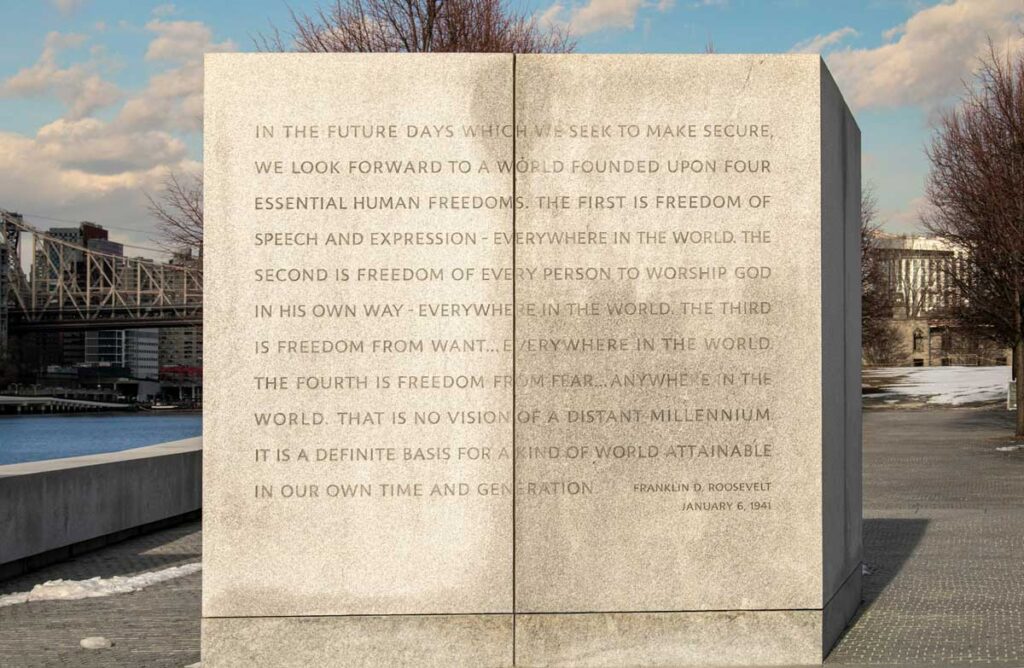 The Franklin Delano Roosevelt Monument in Washington DC.