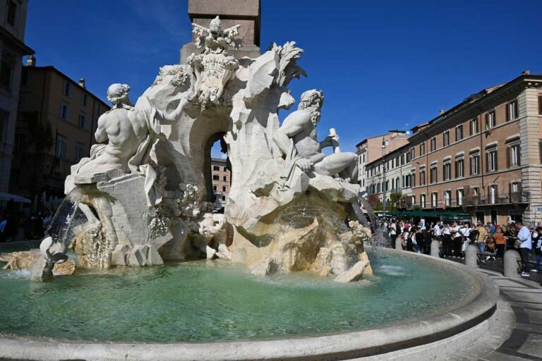 The Fountain of the Four Rivers in Piazza Navona, Rome.