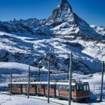 The Gornergrat Railway in the shadow of the Matterhorn, Switzerland.