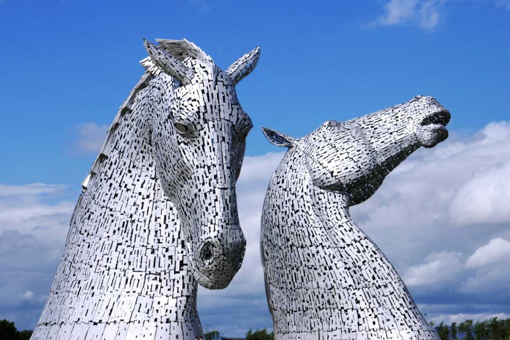 The Kelpies in Falkirk, Scotland.