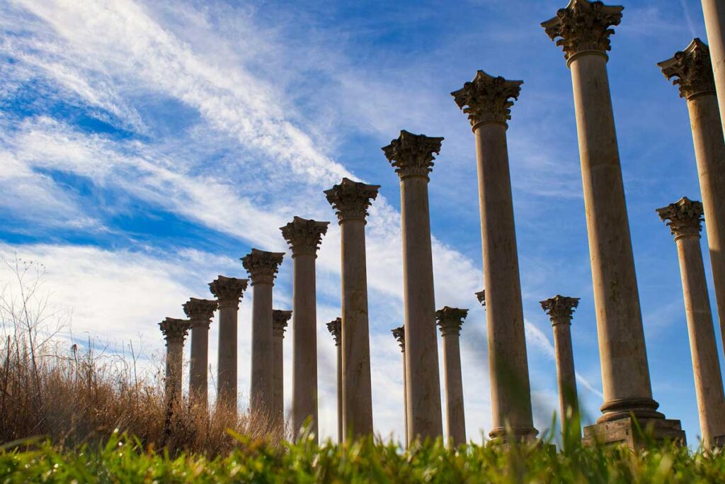 The National Capital Columns in the National Arboretum, Washington DC.
