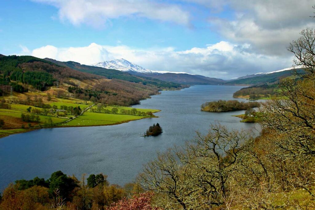 Loch Tummel from Queen's View in Perthshire, Scotland.