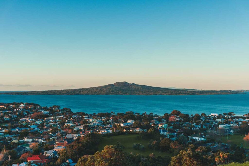 Rangitoto Island as seen from Mt Victoria in Auckland.