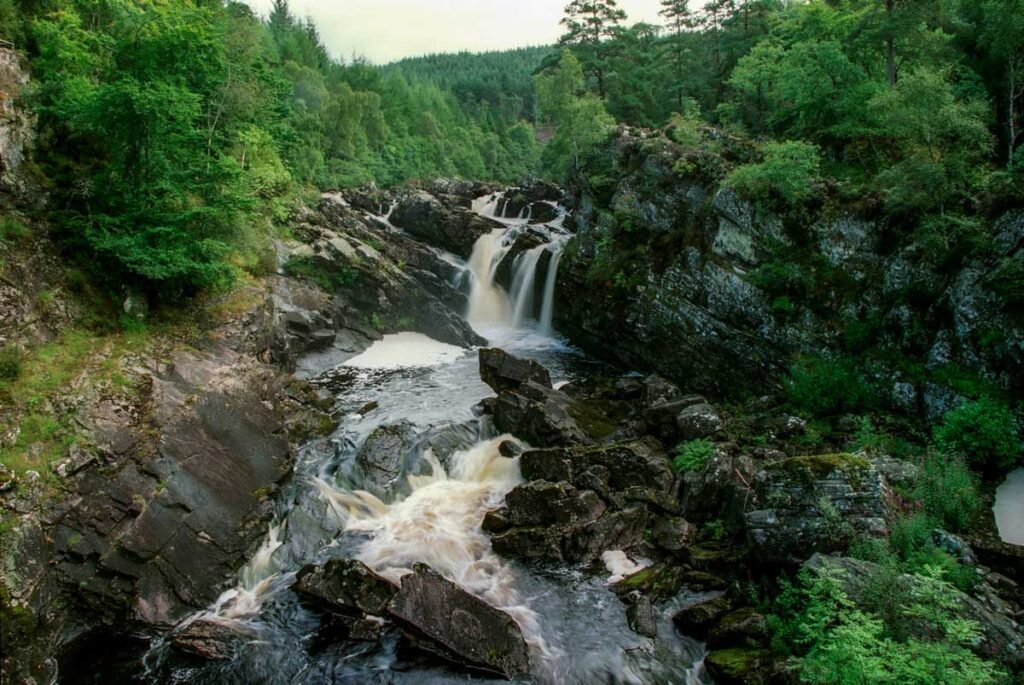 Rogie Falls in the Scottish Highlands.