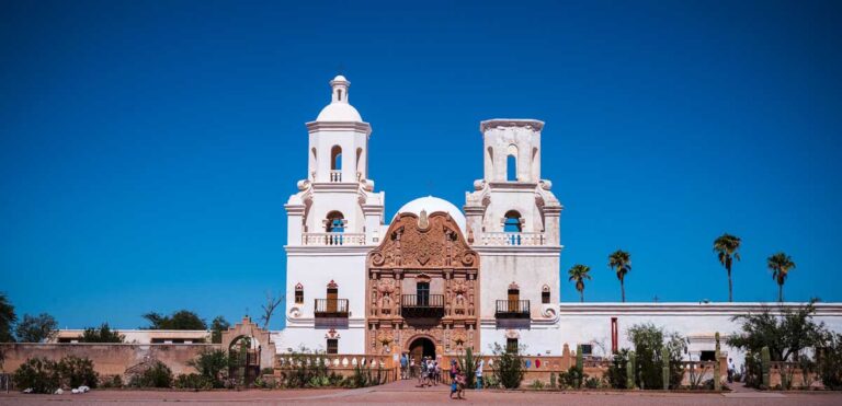 The San Xavier del Bac Mission near Tucson, Arizona.