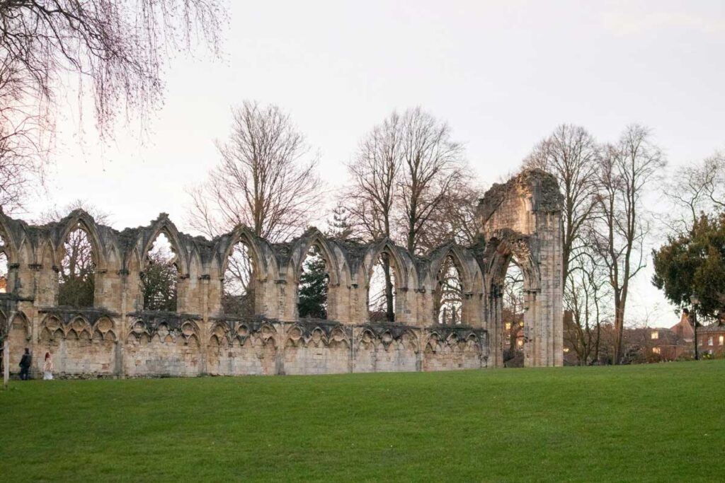The ruins of St Mary's Abbey in York Museum Gardens.