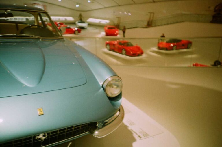 Inside the Enzo Ferrari Museum in Modena, Italy.