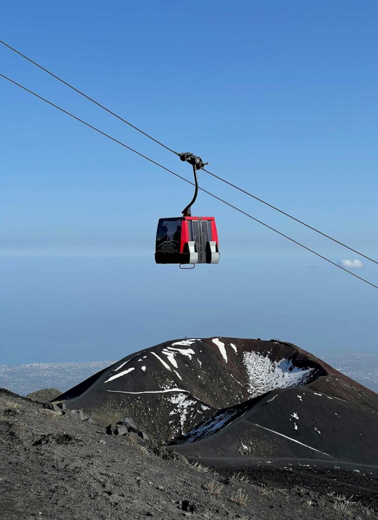 The Funivio dell'Etna cable car at Mt Etna, Italy.