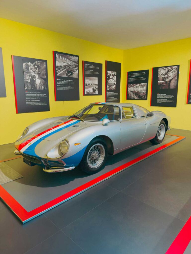 A vintage Ferrari inside the Ferrari Museum in Maranello, Emilia-Romagna, Italy.