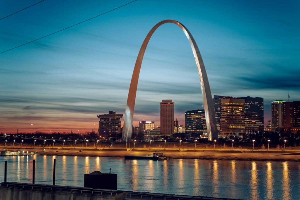 The Gateway Arch in St Louis, Missouri.