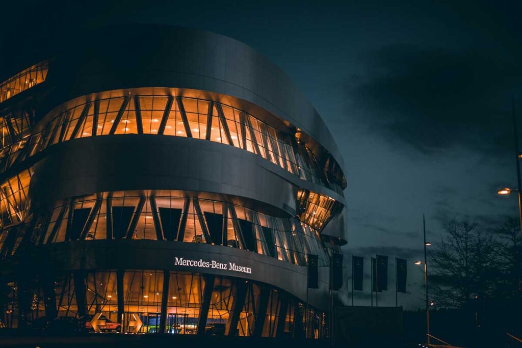 The Mercedes Benz Museum in Stuttgart, Germany.
