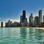 North Avenue Beach on Lake Michigan in Chicago, Illinois.