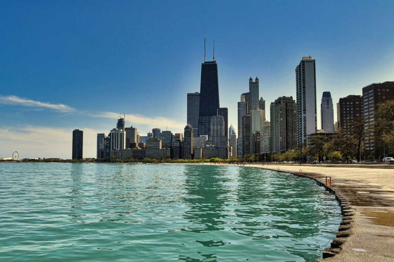 North Avenue Beach on Lake Michigan in Chicago, Illinois.