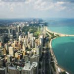 The view from the 360 Chicago observation deck.