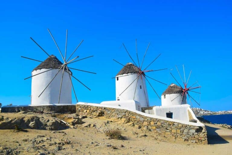 The much-photographed windmills of Mykonos.