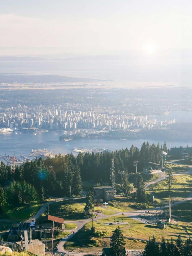 Grouse Mountain overlooking Vancouver, Canada.