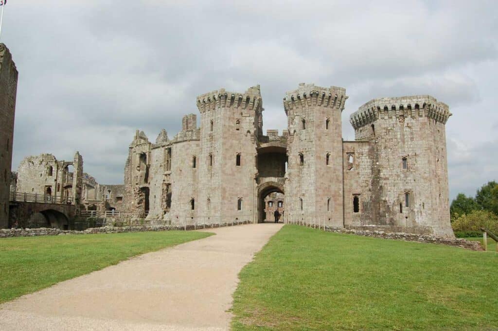 Raglan Castle in Monmouthshire, Wales.