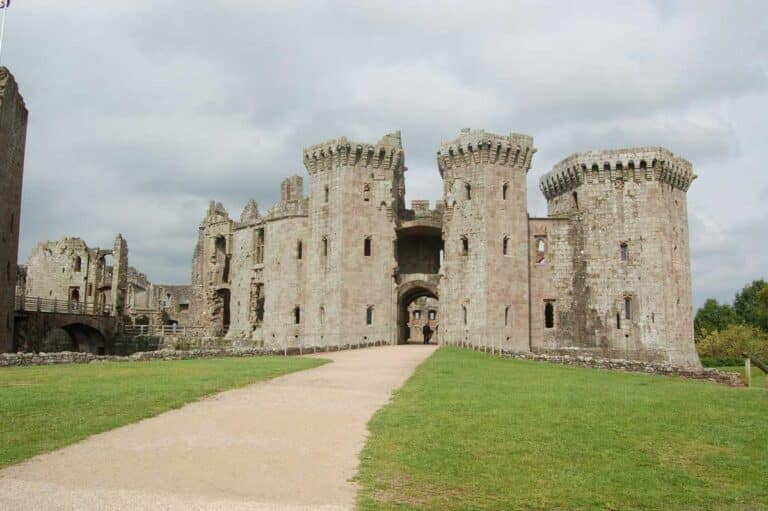 Raglan Castle in Monmouthshire, Wales.